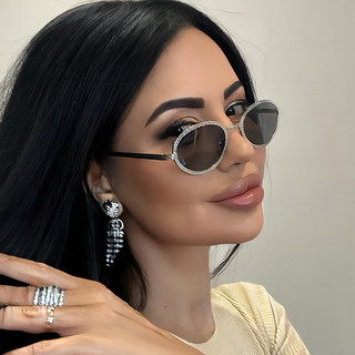 Retro Hình Bầu Dục Cổ Điển Khung Nhỏ Kính Mát Kim Loại Kính Mát Chống Nắng Xuyên Biên Giới SHEIN Amazon Bán Chạy