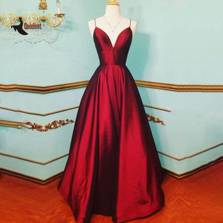 QUIXLENT  Sling Dress Cao Cấp Cổ Chữ V Phù Hợp Với Dây Đeo Có Thể Điều Chỉnh Đầm Dự Tiệc Cho Tiệc