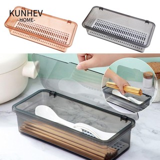 KUNHEV Đồ Dùng Hộp Bảo Quản Thìa Và Nĩa Drainer Hộp Đựng Trang Điểm Có Nắp Và Drainer Hộp Đựng Dao Kéo