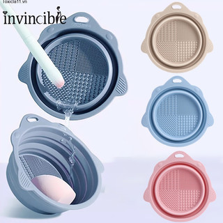 Toxicla11durable Bàn chải trang điểm silicon mềm / bát làm sạch phồng gấp bột / cọ phấn mắt miếng rửa dụng cụ làm đẹp