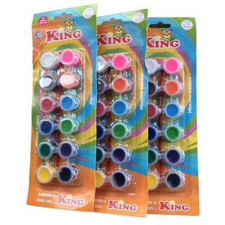 Vĩ 12 màu nước / màu vẽ nước king 1235 kèm cọ vẽ dùng để tô tượng, tô màu, sáng bóng