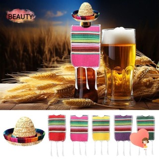 Beauty Chai Serapes, Trang Trí Fiesta Nhiều Màu Sắc Mũ Sombrero Nhỏ, Đồ Dùng Gia Đình Trang Trí Tiệc Chủ Đề Mexico Bia Poncho Cover