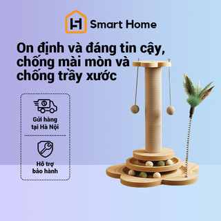 Đồ chơi cho mèo Trụ gãi bằng gỗ chất lượng cao có lông và bóng catnip Đồ dùng cho thú cưng chịu mài mòn và không có xơ