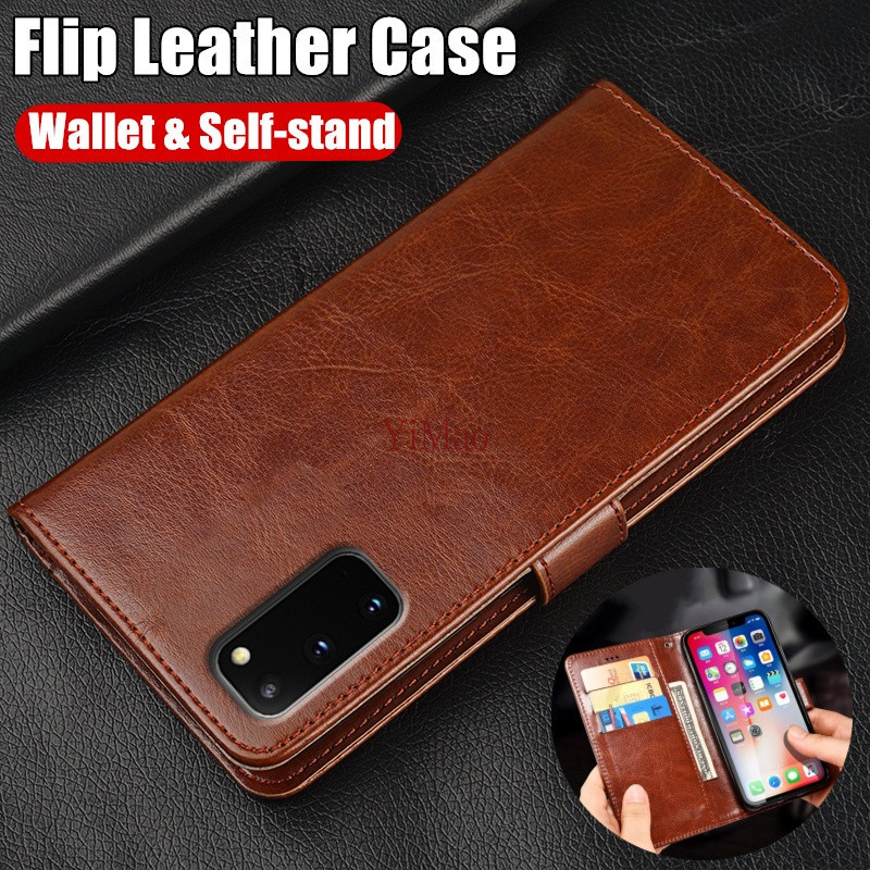 Ốp Lưng Cho Samsung Galaxy S20 Ultra S20 + S20fe Plus 4G / 5G Bao Da Vintage Ví Gấp Đơn Giản Vỏ Bảo Vệ Lật Có Chân Đế Đựng Thẻ