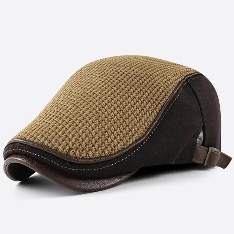 2024 Thu Đông Nam Ivy Cap Bố Ấm Áp Flat Peak Hat Nam Newsboy Cap Nữ Dệt Kim Beret 56-60cm