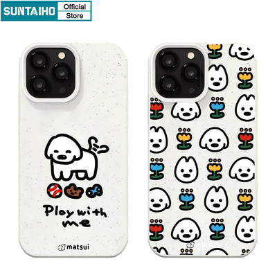 Suntaiho Vỏ Dễ Thương Hoạt Hình Chó Họa Tiết Cặp Đôi Ốp lưng Cho Iphone 16 15 14 12 13 11 Pro Max IP 7 8 Plus Iphon X Xs XR Xs Max TPU Silicon Mềm Cao Cấp Chống Sốc Ốp Lưng