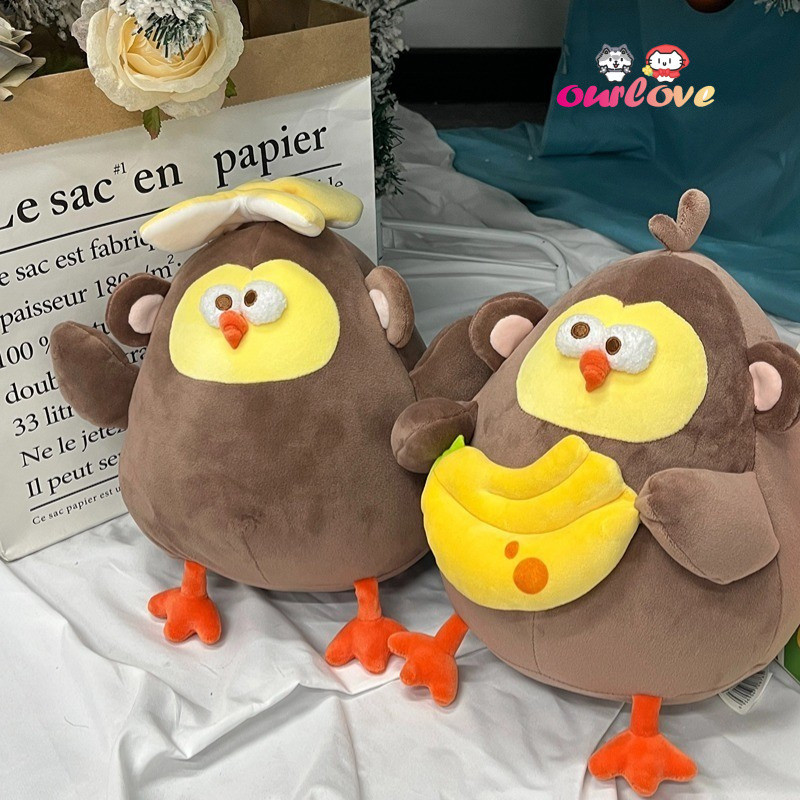 [Chính Hãng] 2025 mới khỉ Dundun gà búp bê dễ thương đầu chuối Dundun gà gối cô gái đi cùng búp bê n