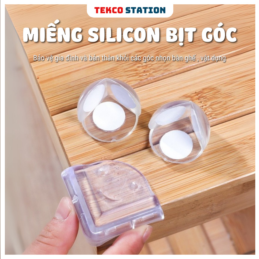 Set 4 Miếng Bịt Góc Bàn, Bọc Cạnh Bàn Silicon Tránh Va Đập, An Toàn Cho Bé Và Người Già