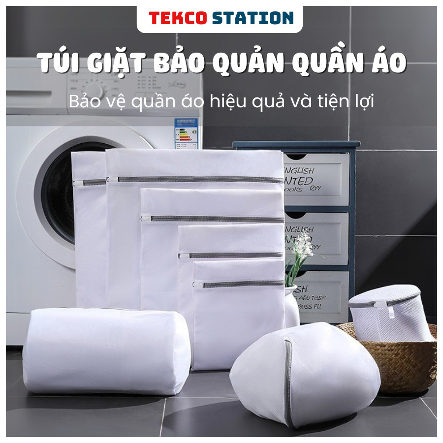 Túi Lưới Giặt Đồ Bảo Quản Quần Áo, Đồ Lót (Viền Xám) - Túi Giặt Quần Áo