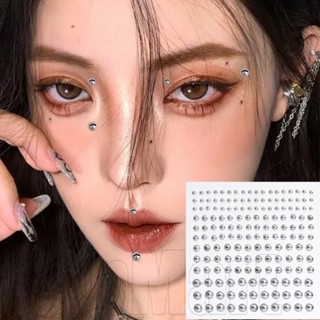  1   3   5 Tờ 3D Không Đục Lỗ Môi Móng Tay Lông Mày Miếng Dán Móng Tay - Cool Punk Style - Móng Mũi Acrylic Mini - Móng Tay Son Tròn Bạc - Miếng Dán Mặt Tự Dính 