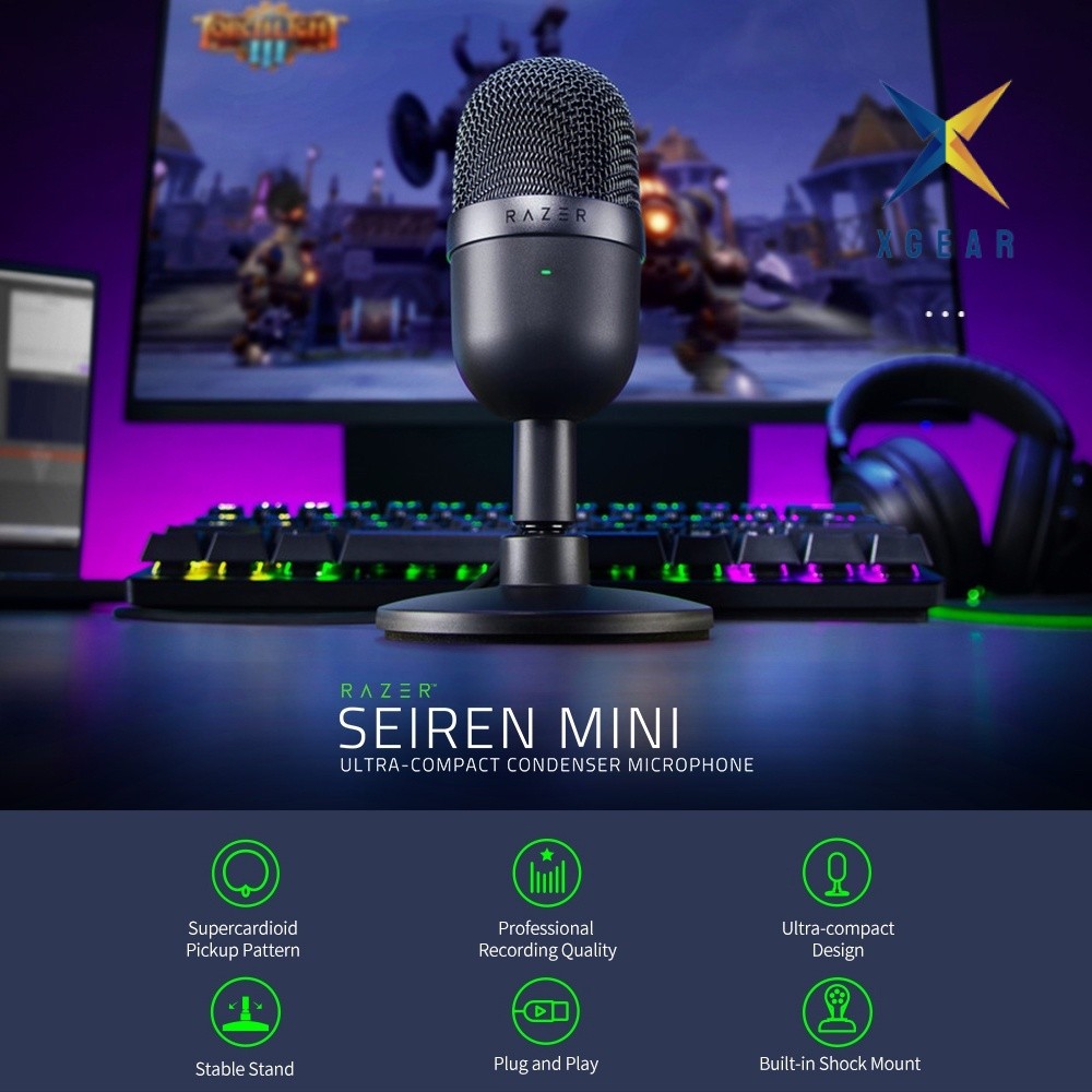Micro Razer Seiren V3 Mini | Ultra-Compact USB Microphone | Supercardioid | Tap-To-Mute | Giảm Xóc Tích Hợp - XGear | BigBuy360 - bigbuy360.vn
