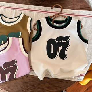 Áo vest bé trai phong cách hàn quốc bé trai không tay rời mùa hè bé trai và bé gái in chữ áo vest