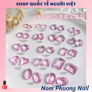  Túi 10 viên đá màu thạch hồng màu hồng trong suốt đính móng tay 🌸 Nam Phương Nail 🌸 