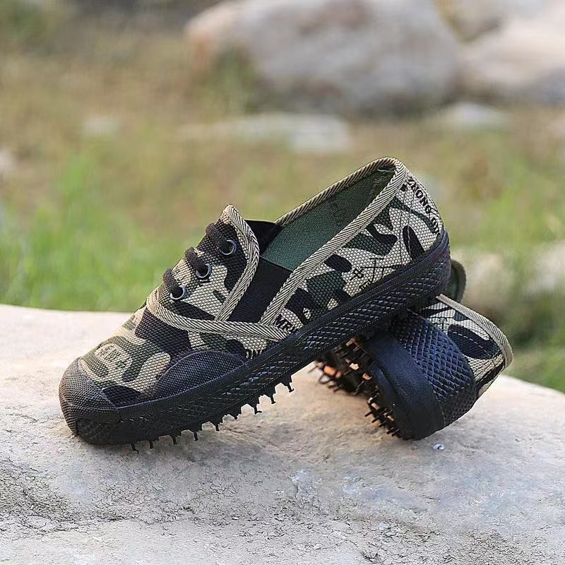 Giày Băng Slip-on Nam Nữ Mùa Xuân Thoáng Khí Phù Hợp Với Đế Cao Su Chống Trơn Trượt Chống Mài Mòn Ngụy Trang Băng Giày