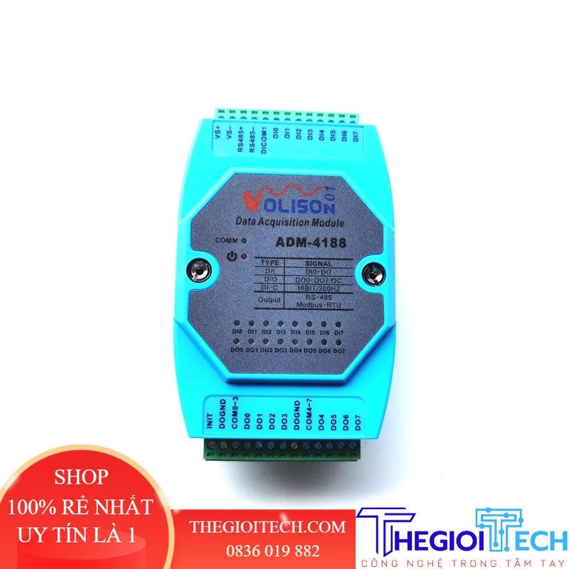Công tắc kỹ thuật số biệt lập 8 kênh 8CH Đầu vào / Đầu ra Mô-đun thu nhận 8DI / DO RS485 MODBUS RTU
