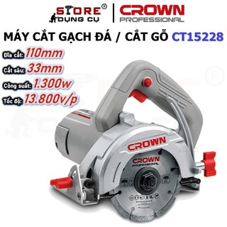 Máy cắt gạch đá crown ct15228, máy cắt gỗ cắt đá cầm tay, công suất 1300w, vòng quay 13800v/p ct 15228