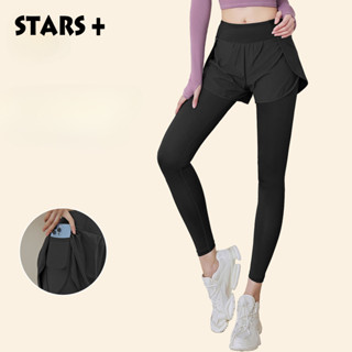 [Giao hàng 48h] Quần Legging Thể Thao Giả 2 Lớp Lưng Cao Co Giãn Nhanh Khô Có Túi Dành Cho Nữ Size S ~ 2XL