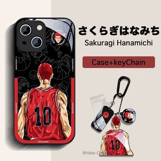 Ốp lưng kính iPhone 15 Pro Max 15Pro 15Plus có móc khóa Ống kính chống sốc bảo vệ iPhone 14 13ProMax 12 11Pro XS XR 【 Slam Dunk jump!Nghoku 】