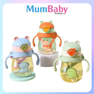 Bình Uống Nước Hình Con Gấu Dung Tích 350ML Kèm Quai Đeo Có Ống Silecon Và Van Chống Sặc Bình Tập Uống Cho Bé MumBaby