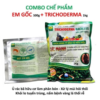 Combo chế phẩm sinh học em gốc 500g và nấm đối kháng trichoderma bacillus 1kg. ủ phân bón, phòng trị nấm bệnh thối rễ