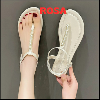 Giày Sandal Nữ Mùa Hè 2023 Ngọc Trai Mới Slip On Hình Chữ T Cao Cấp SD-1234 rosa