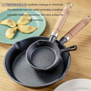 Virgina056 3 mini skillet gang đen bộ trước gia vị nhỏ skillets có tay cầm gỗ không dính chảo chiên trứng