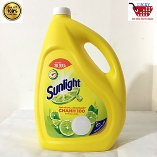 Thùng 3 can Nước rửa chén Sunlight hương chanh 3,8KG/can