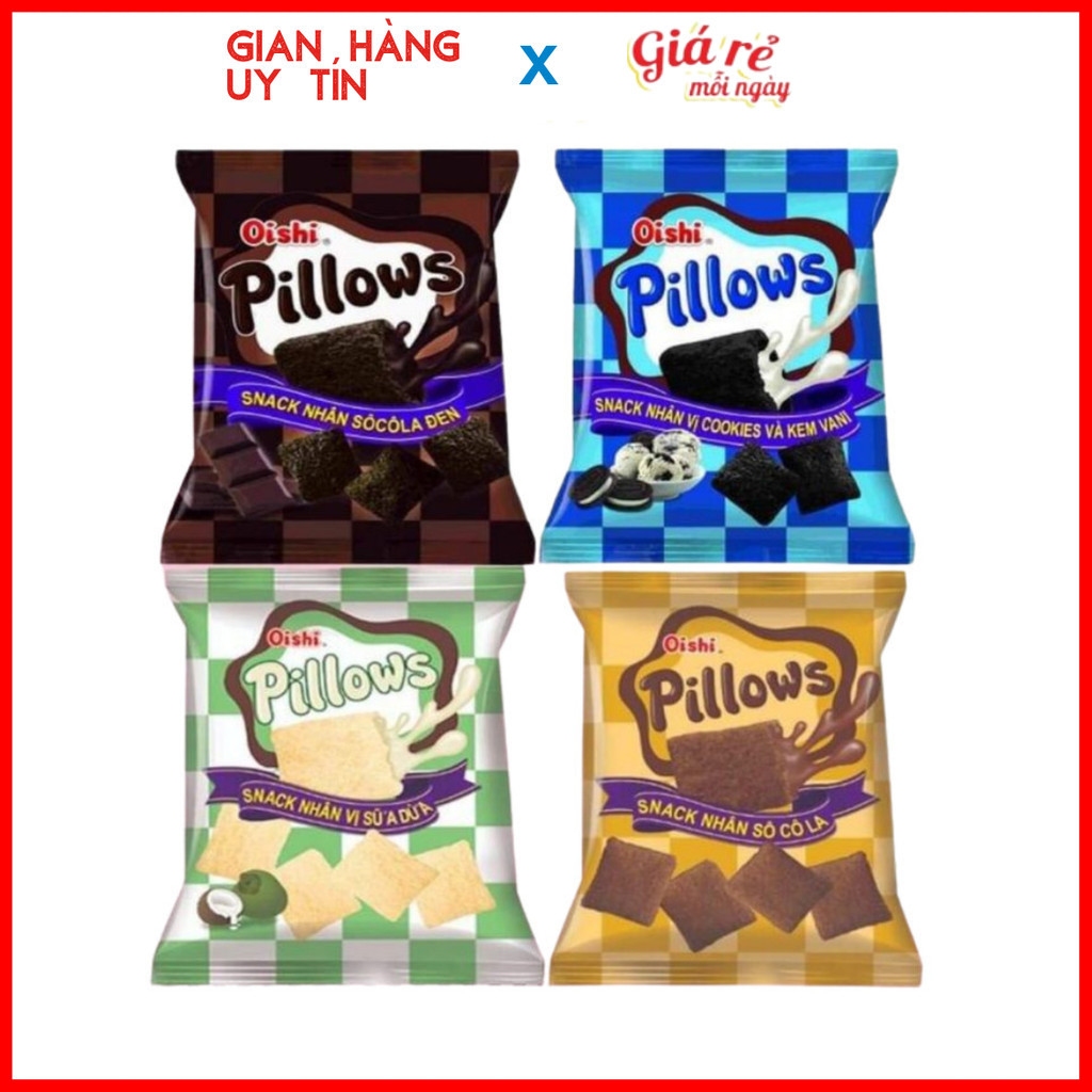 Combo 10 gói Snack Pillows Oishi 14gr / Bim Bim Oishi banhkeochinhhang DATE XA