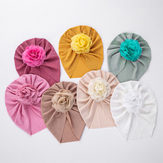 1 mũ bé hoa turban mỏng gân đan mũ