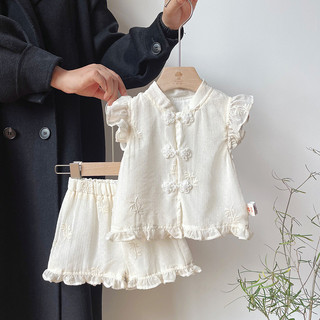 Retro Đường Phù Hợp Với Bé Gái Bộ Đồ Mùa Hè Phong Cách Mới Phong Cách Trung Hoa Mới Phong Cách Bé Gái Thời Trang Trẻ Em Hai Mảnh Phù Hợp Với Hợp Thời Trang