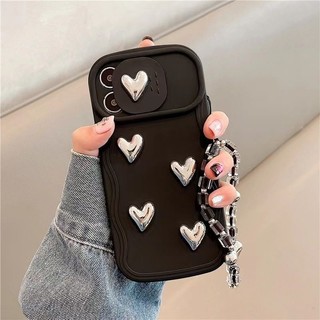 Dành Cho IPhone Ốp Lưng IPhone 11Pro MAX IPhone 7 Plus 8 Plus 12 13 14 15Pro MAX Chống Rơi Chống Sốc 14 15Pro IPhoneX XR XS MAX Vòng Tay Kẻ Sọc Trái Tim Bạc