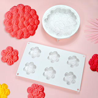 Đơn 23cm hoa hồng khuôn làm bánh sô cô la tự làm dụng cụ làm bánh 6 hoa pháp mousse khuôn silicon