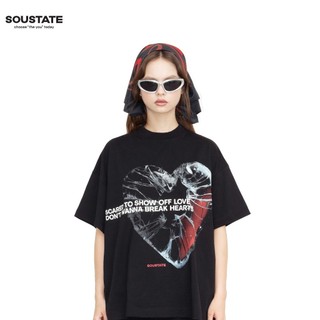 T-Shirt Áo Thun Big Boxy Broken Heart 100% Cotton (Đen) - SOUSTATE Chính Hãng