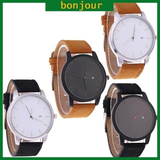 Bon Thời Trang Nam Ngày Thể Thao Thép Không Gỉ Cho Ốp Lưng Thạch Anh Giả Da Cổ Tay Watc