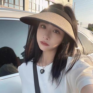 Mùa Hè ins Tấm Che Nắng Mũ Vinyl Phiên Bản Hàn Quốc Rỗng Top Chống Nắng Mũ Influencer Vành Lớn Nữ Mũ Rơm Thời Trang Mũ Trùm Đầu Mũ Chống Nắng