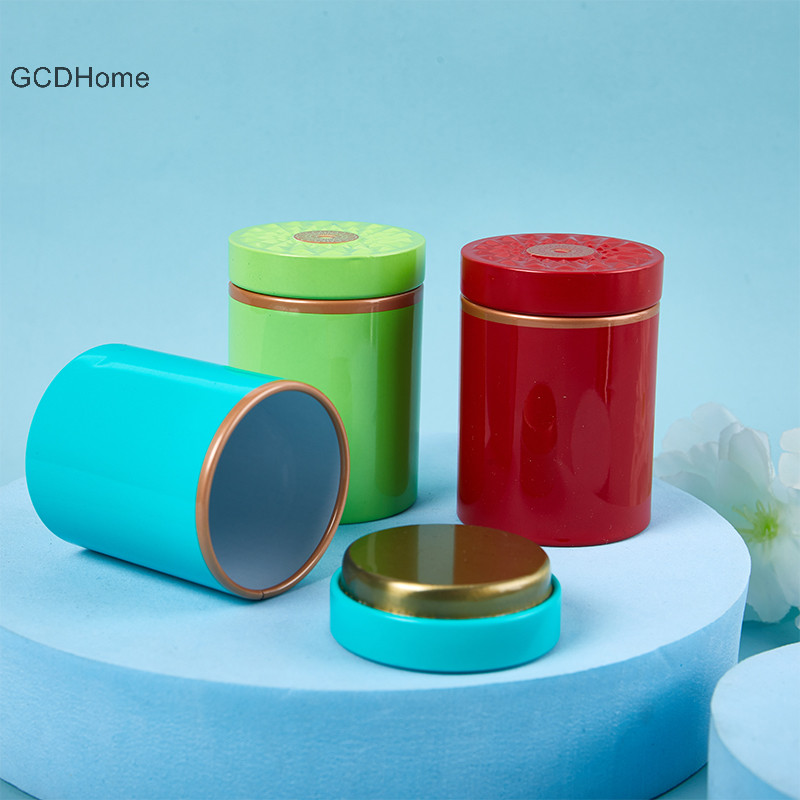 Gcdhome 1 Mini Kim Loại Trà Hộp Bảo Quản Thiếc Trà Có Thể Du Lịch Nhỏ Hộp Đựng Di Động Bình Đường Cà Phê Có Thể Trà Tròn Caddy Sắp Xếp HOT