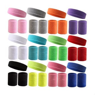 Bộ Băng Đô Cotton Thể Thao Băng Đô Vải Terry Dây Đeo Tay Độ Ẩm Xỉ Mồ Hôi Đầu Hút Thể Thao Tập Thể Dục Bóng Rổ Cổ Tay Mồ Hôi Và Băng Đô