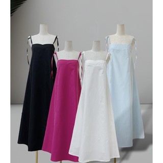  Đầm maxi 2 dây cột cách điệu nhiều màu xinh form suông rộng có thể mặc như đầm bầu