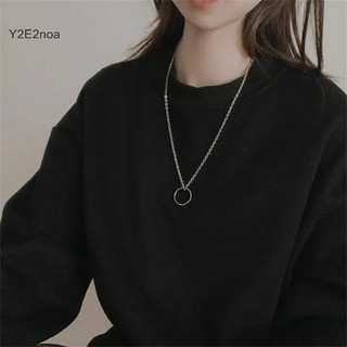  Y2e2noa Nhẫn Thời Trang Mặt Dây Chuyền Vòng Cổ Kim Loại Màu Bạc Cặp Đôi Dây Chuyền Dây Chuyền Nam Nữ Hip Hop Trang Sức Quà Tặng HOT 