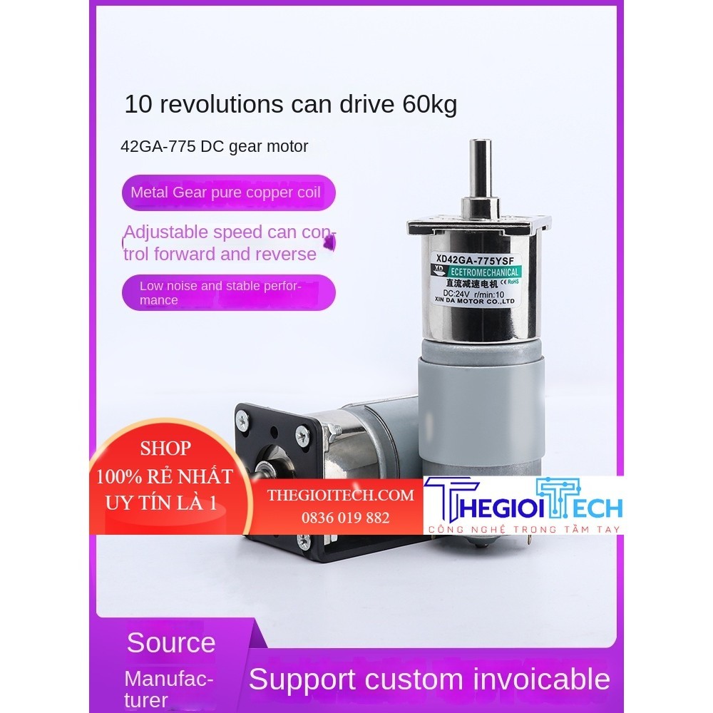Động Cơ Giảm Tốc 775 12V Mô-men Xoắn Cao Thấp Tốc Độ Chậm Có Thể Điều Chỉnh Tốc Độ Thuận Và Đảo Ngược Micro DC 24V Động - Giá đỡ - 12V