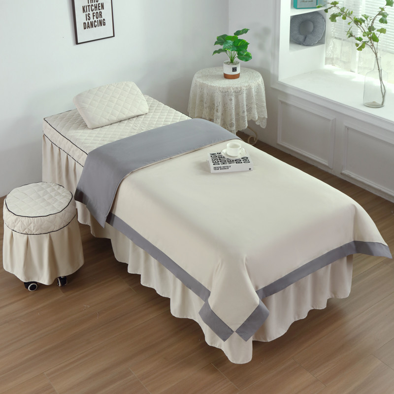  4 Hoa Hồng Thẩm Mỹ Viện Bộ Chăn Ga Gối Massage Spa Khăn Trải Giường + Vỏ Gối + Vỏ Ghế đẩu + Vỏ Duvet Bộ Salon Câu Lạc Bộ 