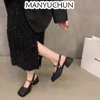 MANYUCHUN Giày dép bao đầu mùa hè 2024, mẫu mới theo phong cách Pháp, có phong cách và dễ kết hợp, giày nữ nhỏ gọn FGL24601H2 24Z240613