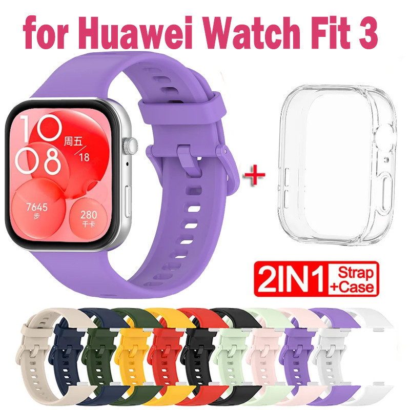 Dây đeo + Vỏ cho Huawei Watch Fit 3 Vỏ đồng hồ cho Huawei Watch Fit 3 Dây đeo có vỏ bảo vệ màn hình