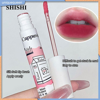Shishi Cappuvini Nhung Bùn Matte Lip Nam Matte Velvet Mềm Sương Mù Môi Bùn Trắng Xám Hồng Parity Son Môi uni