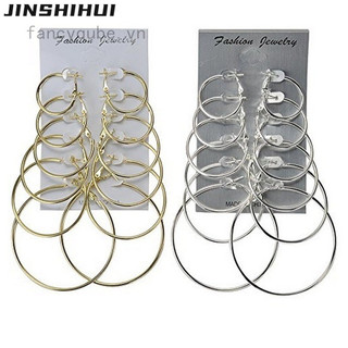 Set khuyên tai nữ hình tròn bản to cá tính