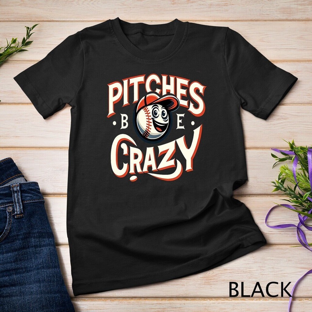 Pitches Be Crazy Pun Pitch Pitch Pitcher Áo thun nam bóng chày ngộ nghĩnh