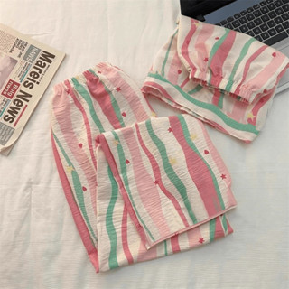 Mây Cotton Pyjama Quần Nữ Cầu Vồng Sọc Quần Mặc Ngoài Mùa Hè Thường Ngày Nữ Nhà Quần Rời Kích Thước Lớn Quần Short