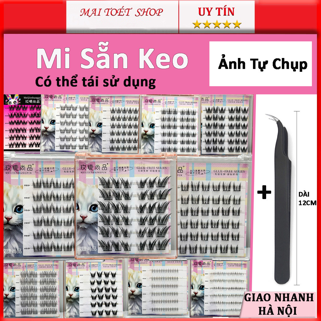 Mi giả sẵn keo tự dính dễ gắn tái sử dụng nhiều lần mi hoa hướng dương đa dạng mẫu mã tiện lợi trang điểm mắt to