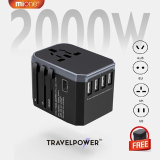 Bộ chuyển đổi sạc du lịch Mione 2000W USB Type C Ổ cắm quốc tế Bộ chuyển đổi ổ cắm AC US EU UK US