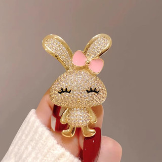 Trâm cài thỏ đầy đủ đá quý, phụ kiện quần áo cố định